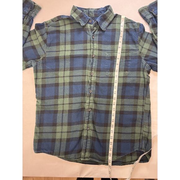 J.Crew Flannel Shirt Tartan Black Watch Plaid Green Navy Button Up Men's Large - Picture 6 of 7